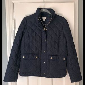 NWOT J.Crew Quilted Jacket in Navy Blue; Size S